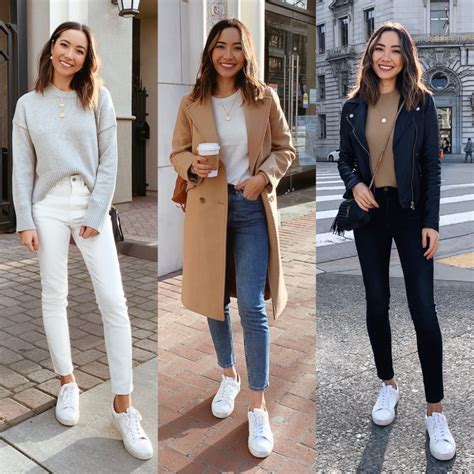 how to style white sneakers womens|More.